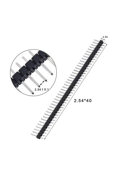 ROBİZ 5 Adet 1x40 Pin Erkek Header Tek Sıra 2.54mm 180 Derece Kırılabilir Bölünebilir Konnektör Soket - 2