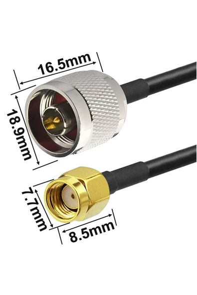 ROBİZ Rg58 Erkek N To Dişi Sma 5 Metre Düşük Kayıplı Kablo Rf Anten Sinyal Uzatma Kablosu Dijital - 7