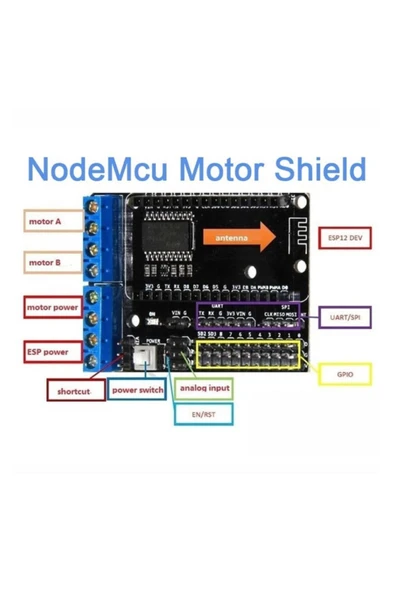 ARS Robotechnicals Nodemcu L293d Shield Motor Sürücü Esp8266 Kablosuz Internet Wifi Motor Uzaktan Kontrol Robo - Resim 8