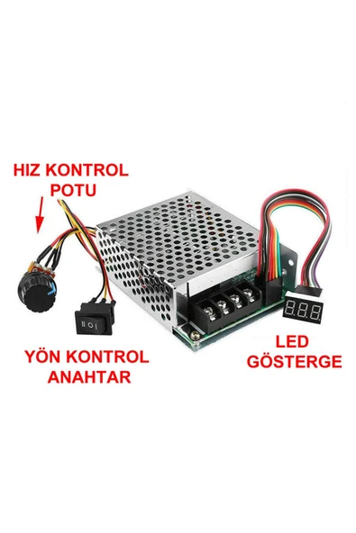 ROBİZ 55v 60a Ayarlanabilir Dc Motor Hız Kontrol Devresi Potansimetre Kontrol Yön Kontrol Anahtarı Led Hız - Resim 5