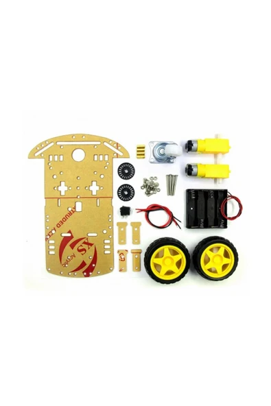 ARS Robotechnicals Demonte 2WD Akıllı Robot Araba Şasi Kiti  DIY Pleksi Tekerlek Motor Çizgi İzleyen Engelden Kaçma