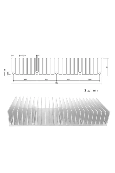 ROBİZ 15cm x 6cm x 2.5cm Alüminyum Metal Soğutucu Blok Radyatör Amfi Led Entegre Transistor Vga Ram Memory - Resim 7