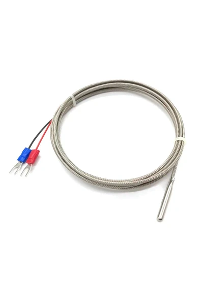 ROBİZ K Type Thermocouple 1 Metre Silindir Tip Başlık Sıcaklık Isı Sensörü 0C / 800C Paslanmaz Çelik Prob