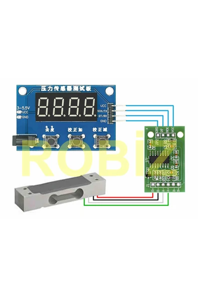 ROBİZ HX711 Gösterge Modülü  Elektronik Tartı 5/10 Kg Ağırlık Sensör Hassas Ölçüm Dijital Ekran Load Cell - Resim 8