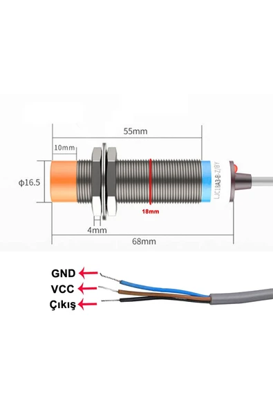 ROBİZ LJC18A3-H-Z/BY Kapasitif Sensör Pnp No 1-10mm Cisim Yakınlık Algılayıcı Anahtar DC 6-36V 300mA - Resim 3