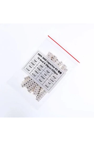 ROBİZ 0805 Smd Kapasitör Set 16 Tip 320 Parça  Yüzey Montaj Film Seramik 10pF 22pF 33pF 47pF 220pF 470pF