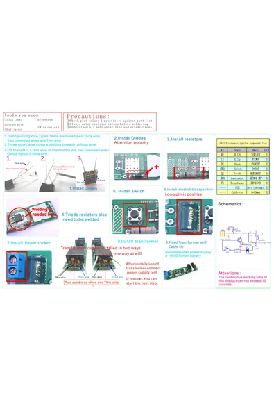 Alkatronik HV-1 Yüksek Voltaj Ateşleyici Kit Elektriksel Plazma Ark Üretici Yakıcı Kağıt Ateş Alev Güç Kaynağı - Resim 8