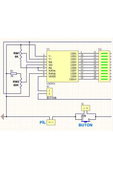 ROBİZ Demonte LM3914 10 Led 3.7V Lityum 12V Pil Kapasite Gösterge Modül DIY Led Elektronik Lehimleme - Resim 4