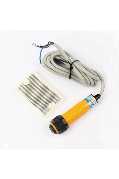 ROBİZ E3F-R2N2 Reflektörlü Ir Kızılötesi Mesafe Sensör NPN NC İnfrared Optik 2 Metre Engel Cisim ürün görseli