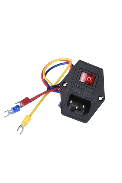 ROBİZ Kablolu 220V Erkek Power Soketi Sigorta Yuvalı ve Işıklı Açma Kapama Anahtarlı Kulaklıklı Montaj Tip - Resim 7