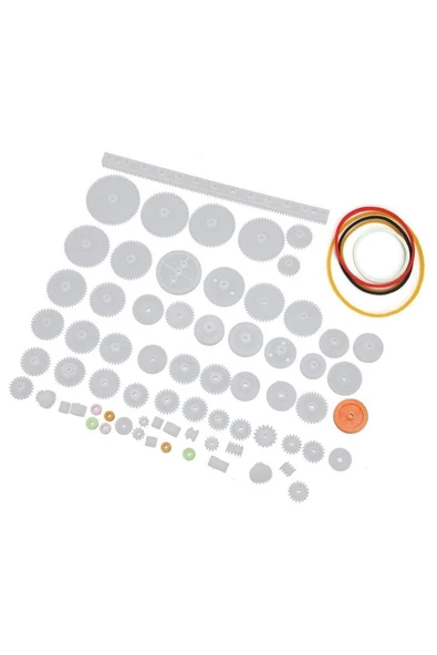 ROBİZ 60 Parça Plastik Dişli Seti Oyuncak Robot Araba Gear Dıy Kremayer Çark Kasnak Lastik Sonsuz Dişli - Resim 2