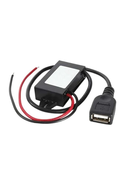 ROBİZ 12V / 24V to USB-A 5V 3A Modül F35J5V3A 30cm Type A Usb Kablolu Su Geçirmez Şarj Telefon - Resim 2