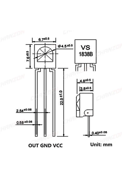 ROBİZ Vs1838b 38khz Ir Alıcı Sensör Evrensel Kızıl Ötesi Kumanda Televizyon Uydu Alıcı Klima Receiver 1838 - 7