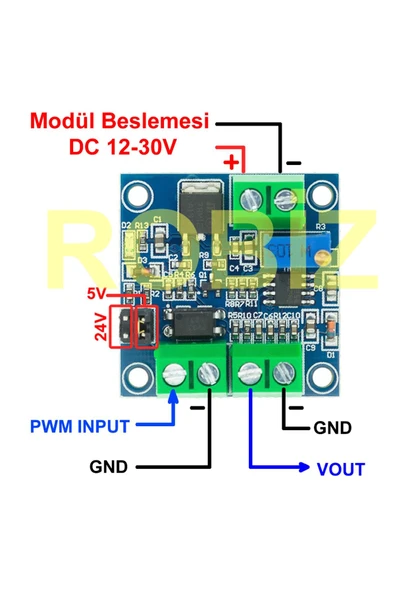 ROBİZ Pwm To Voltaj Çevirici Modül Dijital % 0-100 Pwm Sinyal 0-10v Analog Voltaj Sinyal Konverter Mcu Plc - Resim 3