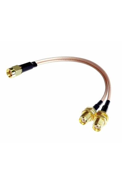 ROBİZ Y Tip RG316 15cm 1x Sma Erkek 2X Sma Dişi Kablo RF Uzatma Kablosu Altın Kaplama Soket 0-6GHz Wi-Fi - 5