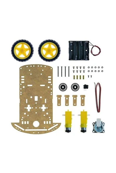 ARS Robotechnicals Demonte 2WD Akıllı Robot Araba Şasi Kiti  DIY Pleksi Tekerlek Motor Çizgi İzleyen Engelden Kaçma - Resim 5