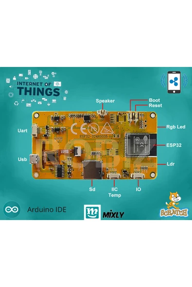 Alkatronik ESP32-48S035 3.5 inch Kapasitif Dokunmatik Tft Lcd Modül 320x480 Pixel Rgb Led Ldr Usb Uart IO Sens - Resim 7