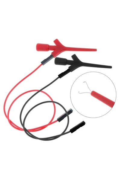 Alkatronik Kanca Tip Test Prob Çifti 2mm 30cm Mini Test Lojik Analizör Lehimsiz Tutucu Yakalayıcı Tel Klips - 2