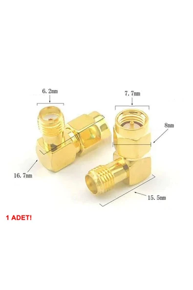 ROBİZ Sma Erkek to Sma Dişi 90 Derece Çevirici Adaptör Altın Kaplama Soket 0-6GHz RF Wi-Fi Anten Wifi - 8