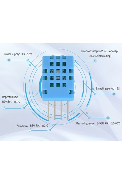 ROBİZ Dht11 Sıcaklık Ve Nem Ölçme Sensörü Klima Termostat Sayaç Medikal Endüstriyel Akıllı Ev Oda - Resim 2