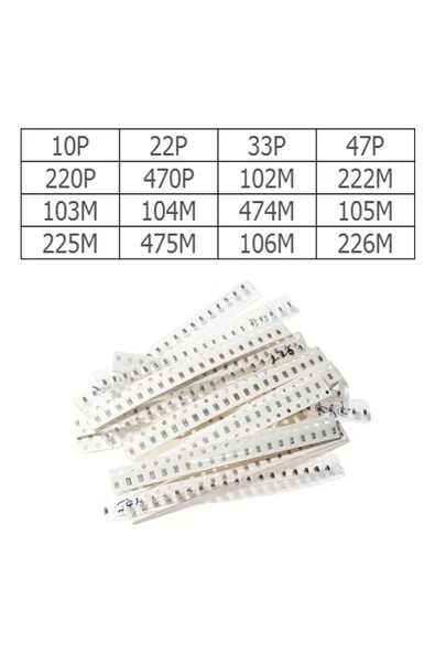 ROBİZ 0805 Smd Kapasitör Set 16 Tip 320 Parça  Yüzey Montaj Film Seramik 10pF 22pF 33pF 47pF 220pF 470pF - Resim 2