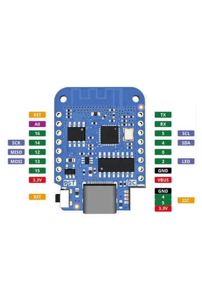 ARS Robotechnicals Wemos D1 Mini V4 Esp8266 Kablosuz Internet Wifi Iot Geliştirme Kartı Type C - 4