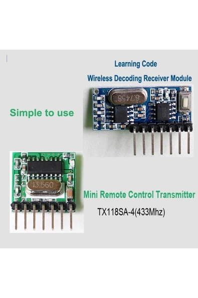 ROBA 4 Kanal 433mhz Rf Alıcı Verici Kit - 1527 Formatını Öğrenebilir Rx480 Tx118 - Resim 2