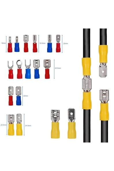 ROBİZ 280 Parça Izoleli Kablo Ucu Seti Kutulu Kürek Halka Çatal Yalıtımlı Elektrik Teli Konnektörü - Resim 7
