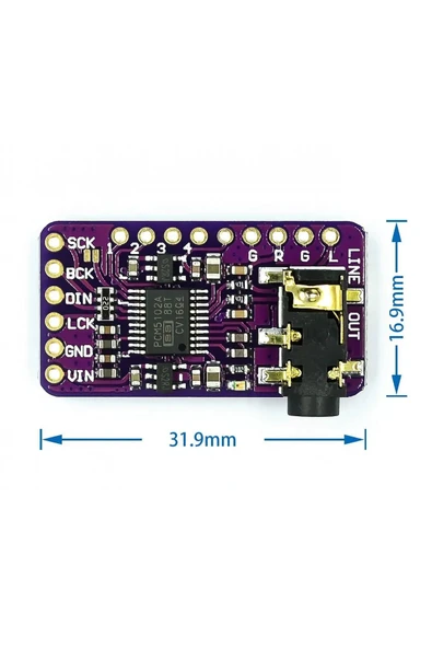 ROBİZ PCM5102A DAC Modül IIS Ses Kartı Müzik Üretici Dijital Analog Dönüştürücü Raspberry Pi Esp32 ürün görseli