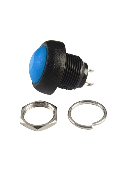 ROBİZ 12mm PBS-33B 2 Pin Push Buton Mavi ON OFF 1A 250V Mini Yuvarlak Su Geçirmez Anahtar - 5