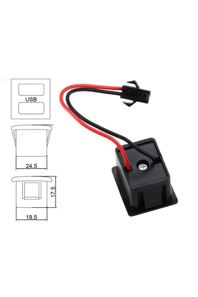 ROBİZ Type-C / Usb A Dişi Soket Kavisli 2 Pin 10cm Kablo Jst Çift Usb 5V 2A - Resim 8