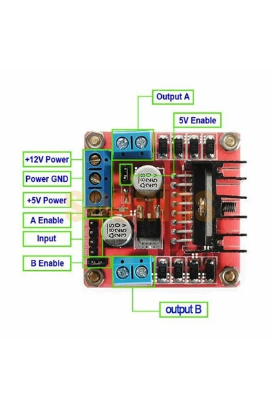 ROBİZ L298N Dual Motor Sürücü Modül - Resim 4