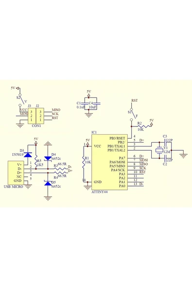 ROBİZ USBTiny ISP AVR Programlayıcı Micro Usb AVR ISP Programlayıcı Arduino Bootloader Yükleyici - Resim 8