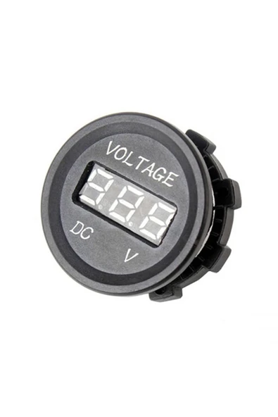 ROBİZ Su Geçirmez Dc 6V / 48V Voltmetre Yuvarlak Panel Tip Montajlanabilir Dijital Kırmızı Renk Led - Resim 7