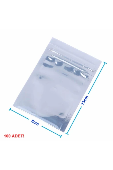ROBİZ Kilitli Antistatik Poşet 8x13cm 100 Adet Şeffaf Su Toz Geçirmez Koruyucu Esd Metalize Torba Çanta - 7