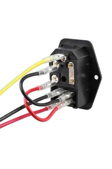 ROBİZ Kablolu 220V Erkek Power Soketi Sigorta Yuvalı ve Işıklı Açma Kapama Anahtarlı Kulaklıklı Montaj Tip