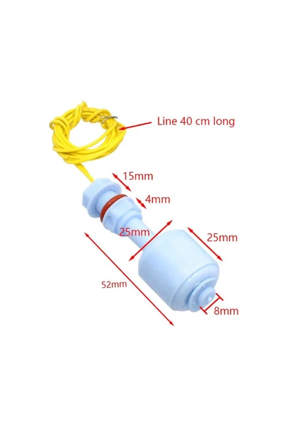 ROBİZ 52mm Dikey Tip Su Sıvı Seviye Sensörü Plastik 10w Nc Şamandıra Mekanik Anahtar Kazan Kap Depo Tank - Resim 7