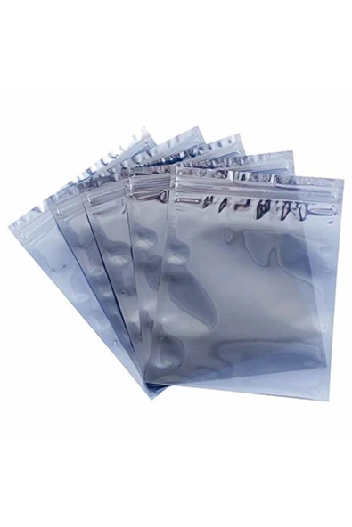 ROBİZ Kilitli Antistatik Poşet 13x18cm 100 Adet Şeffaf Su Toz Geçirmez Koruyucu Esd Metalize Torba - 4