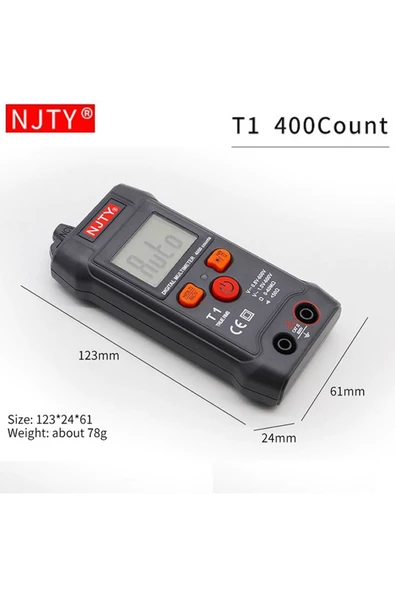 NJTY T1 Dijital Multimetre True Rms Ncv 600v Mini Cep El Tipi Voltmetre Ac Dc Voltaj Direnç Buzzer - 8
