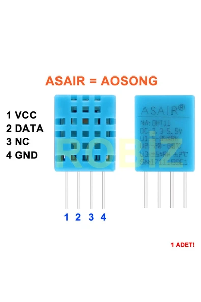 ROBİZ Dht11 Sıcaklık Ve Nem Ölçme Sensörü Klima Termostat Sayaç Medikal Endüstriyel Akıllı Ev Oda ürün görseli
