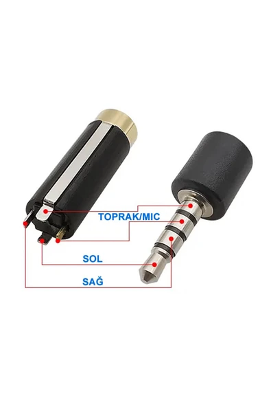 ROBİZ 3.5mm Dişi Ses Soket Kutusu 4 Tel Kutuplu Aluminyum Jack Altın Kaplama Stereo Kulaklık - 4