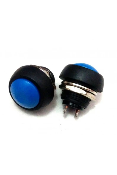 ROBİZ 12mm PBS-33B 2 Pin Push Buton Mavi ON OFF 1A 250V Mini Yuvarlak Su Geçirmez Anahtar - 4