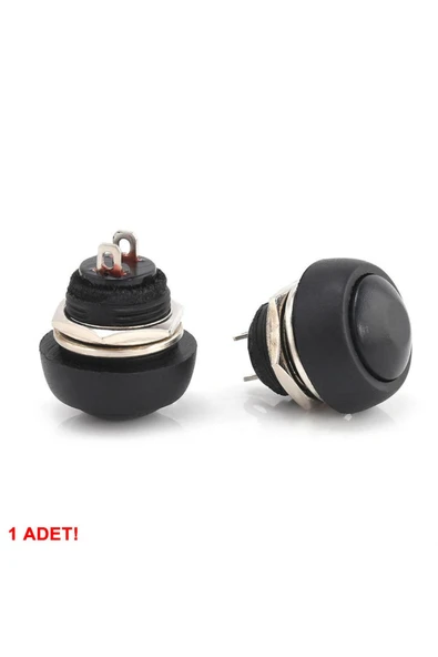 ROBİZ 12mm Pbs-33b 2 Pin Push Buton Siyah On Off 1a 250v Mini Yuvarlak Su Geçirmez Anahtar Momentary - 5