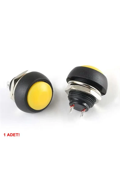ROBİZ 12mm PBS-33B 2 Pin Push Buton Sarı ON OFF 1A 250V Mini Yuvarlak Su Geçirmez Anahtar Momentary - 3
