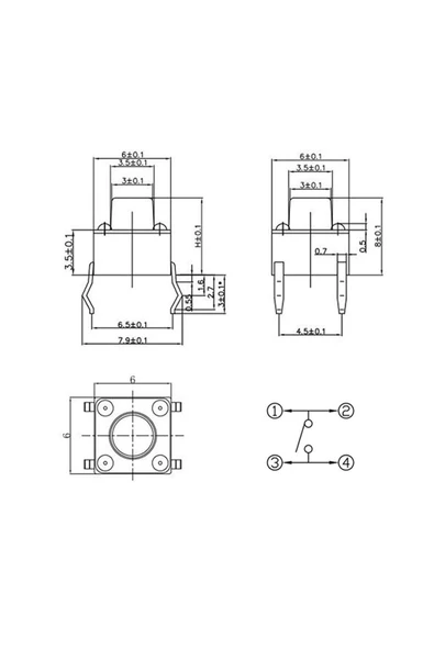 ROBİZ 200 Adet 6x6mm Tact Buton Set 10 Farklı Yükseklikte 4 Pin Dokunmatik Anlık Basmalı Düğme Anahtar - Resim 8