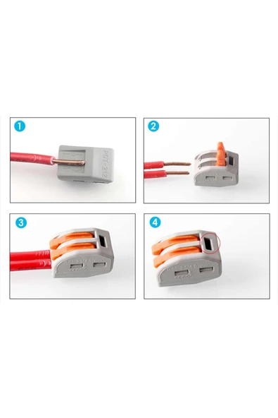 ROBİZ 2li Kolay Kablo Tel Birleştirici Konnektör Vidasız Klemens 250v 32a 1mm/4mm Elektrik Kablo Bağlantı