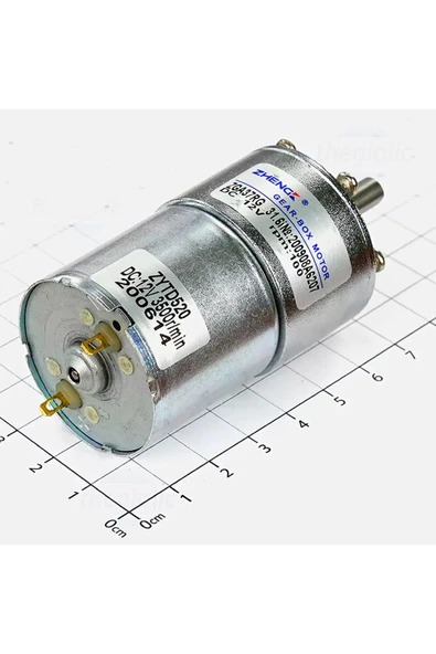 ROBİZ Zga37rg 12v 37mm 100rpm Redüktörlü Dc Motor Metal Dişli Yüksek Tork Kuvvet - Resim 3