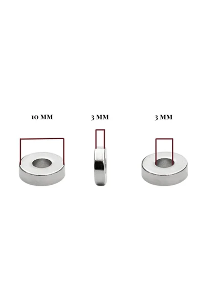 ROBİZ 4 Adet 10mm x 3mm Yuvarlak 3mm Havşa Delikli Mıknatıs Disk Neodyum Buzdolabı Ofis Yazı Not Tahtası - 8