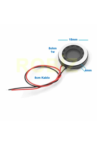 ROBİZ Hoparlör 1W 8ohm 18mm Yuvarlak 8cm Kablolu Mini 1.8cm Speaker Ses Müzik Amfi Ürün Müze Otomobil