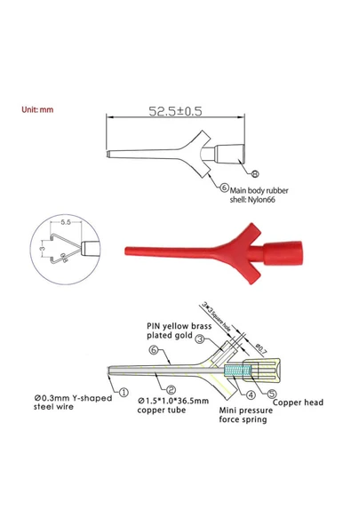Alkatronik Kanca Tip Test Prob Çifti 2mm 30cm Mini Test Lojik Analizör Lehimsiz Tutucu Yakalayıcı Tel Klips - 5